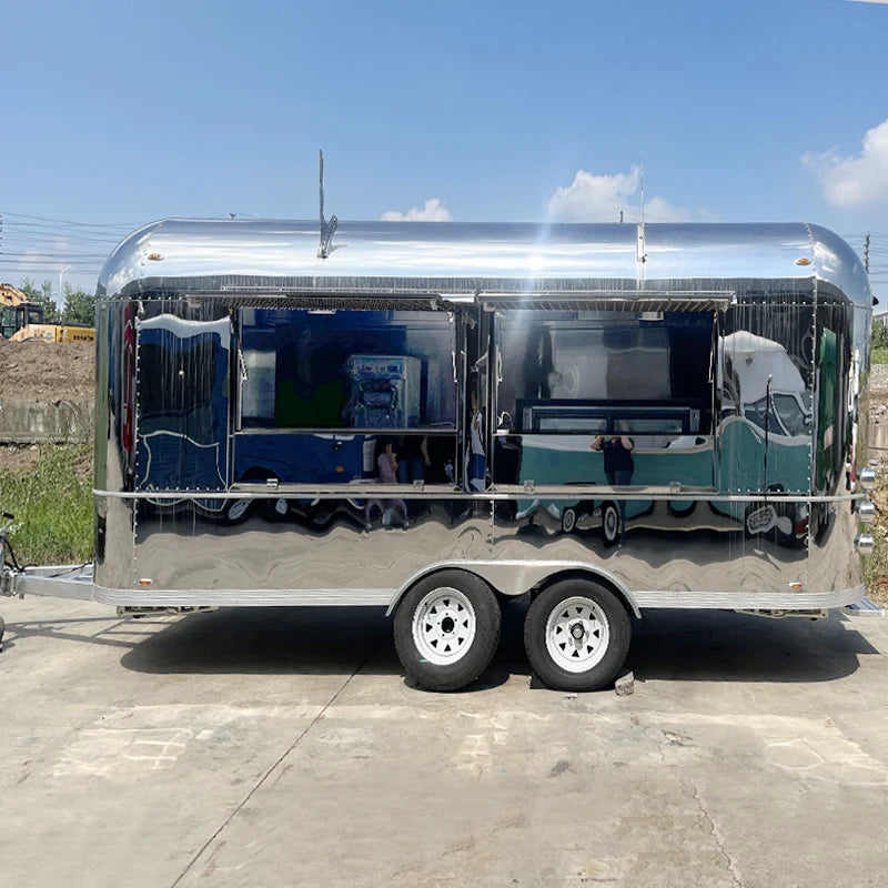 Customized Full Kitchen Food Trailer Stainless Steel Snacks Hotdogs Candies Chips Ice Cream Fast Food Truck Package