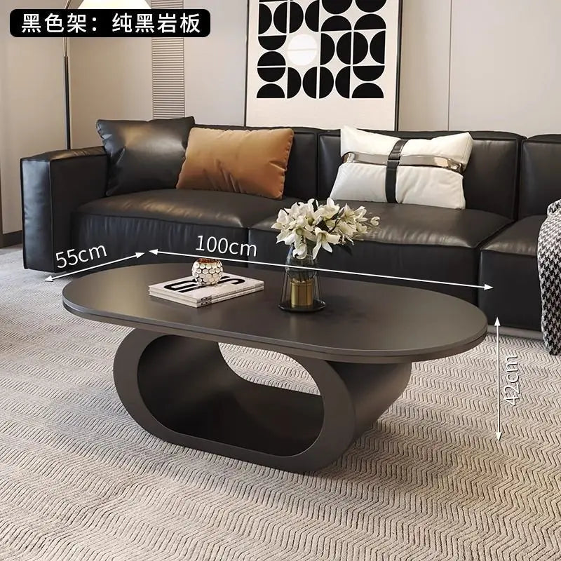 Italian minimalist new rock slab coffee table living room home simple modern high-end combination light luxury oval tea table