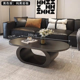 Italian minimalist new rock slab coffee table living room home simple modern high-end combination light luxury oval tea table