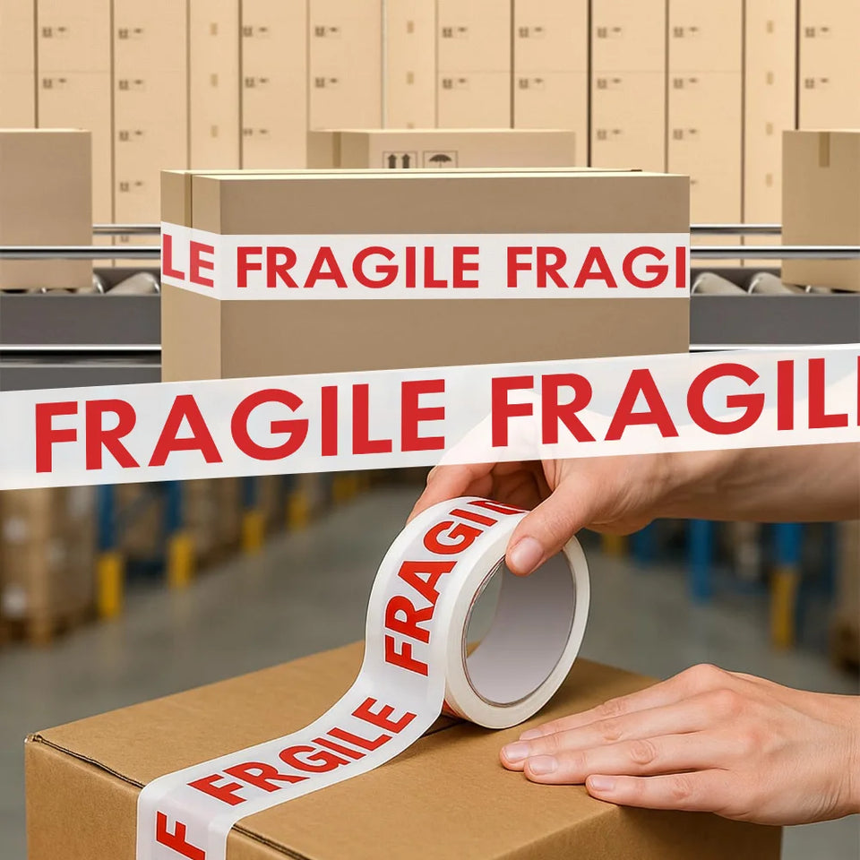 48mm×50M Packaging Tape Roll: Made of PP Material with Fragile Warning Reminder, Adhesive for Marking & Securing