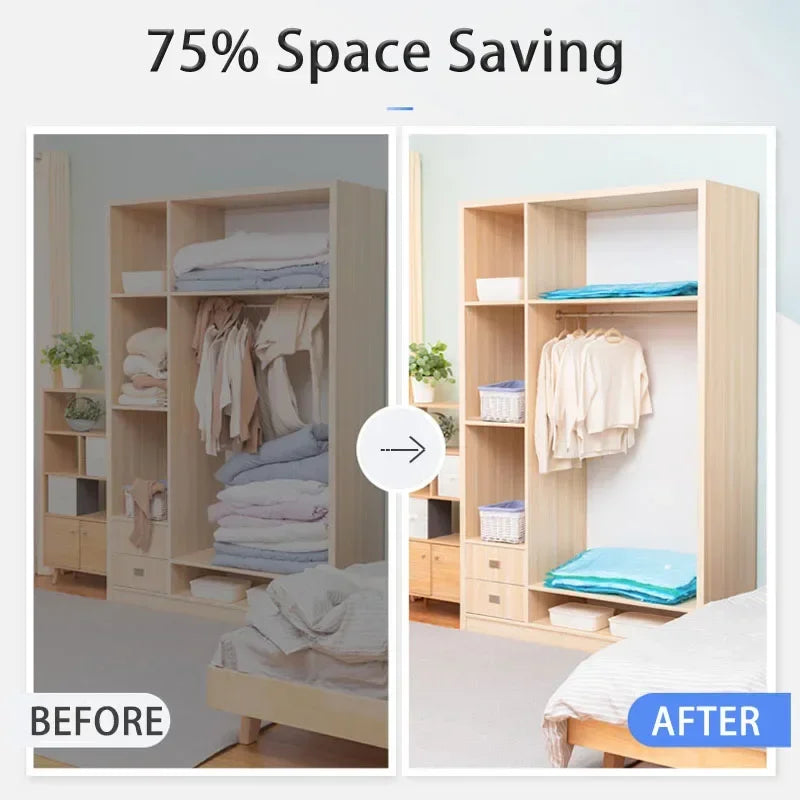 Home Vacuum Storage Bags for Clothes Blankets Pillow Travel Storage Compression Bag Clothes Organizer Space Saver Bag