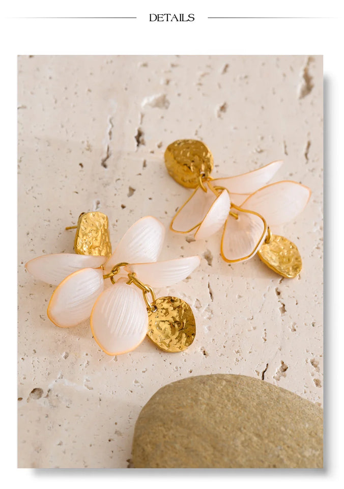 Yhpup Resin Acrylic Flower Petal Drop Earrings 2026 Stainless Steel New Arrivals Popular Spring Summer Charming Handmade Jewelry