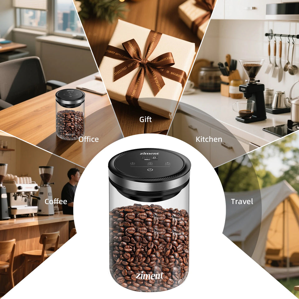Vacuum Sealed Jar Coffee Bean Storage Bottle 1.6L/1.1lbs Kitchen Food Grain Tea Glass Jar Fresh Storage Jar Kitchen Accessories