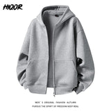 American Retro Hoodie Sweatshirt Autumn Winter Men's Loose Casual Open Cardigan Jacket Comfortable Long Sleeve Zipper Pure Wear