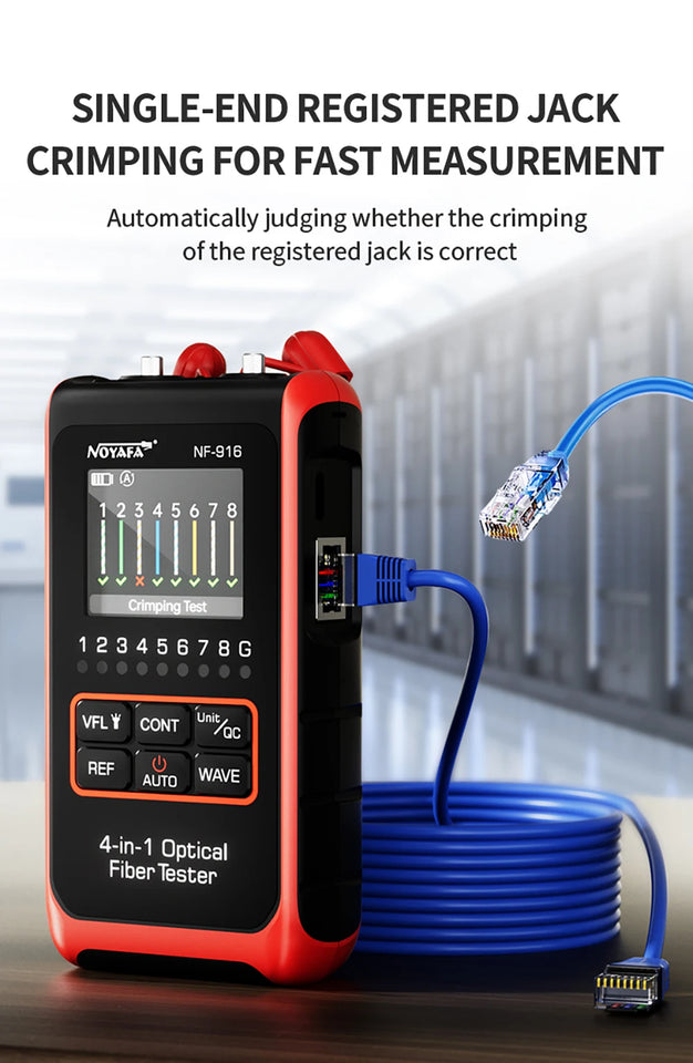 NOYAFA NF-916 4 In 1 Optical Fiber Tester Optical Power Meter VFL REF FC SC ST Visual Fault Locator LCD Display Network Tools