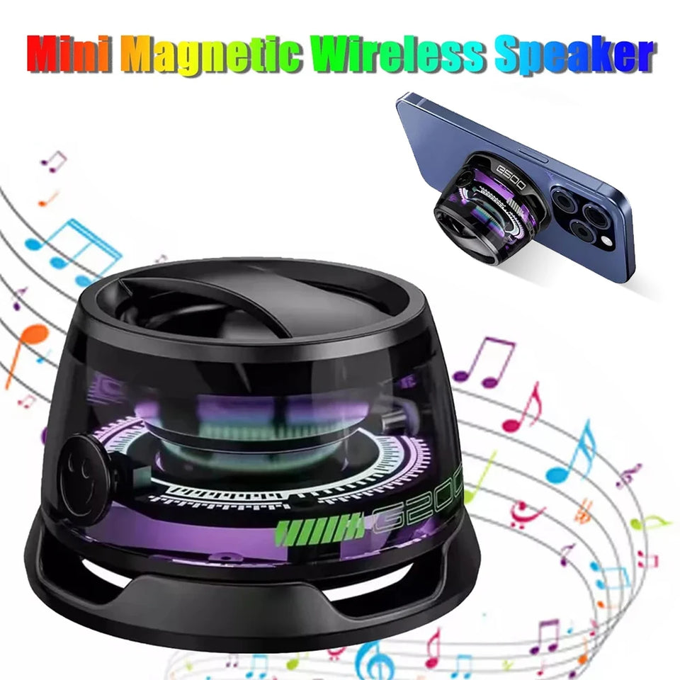 Magnetic Bluetooth Speaker BT5.3 Wireless Stereo Portable Mini Outdoor Speaker G200 RGB Light Magnetic Phone Stand for ios/Andro