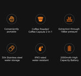 IKAPE Portable Coffee Machine Fit Capsules Ground Coffee Handheld Coffee Maker Manually For Camping Hiking No Heating Function