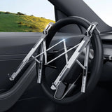 Hipacool Metal Car Steering Wheel Laptop Stand Portable 5-Levels Adjustable Laptop Tablet Holder Aluminum Alloy Car Accessories
