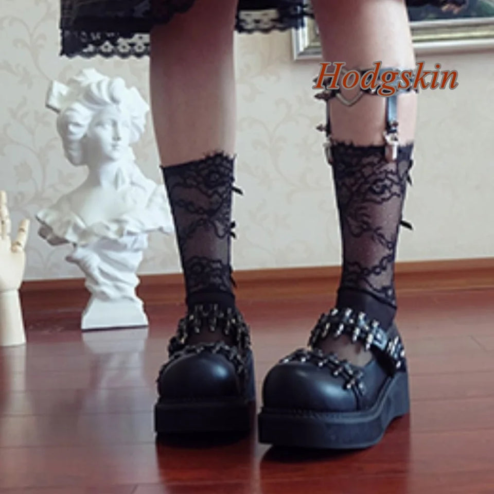Hollow Rivet Belt Buckle Pumps Solid Black Shallow Wedges Heel Women Pumps Fashion Casual 2025 New Arrivals Spring/autumn Pumps