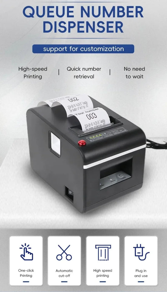 Ticket Dispenser 57mm Label Receipt Take Number Machine and Restaurant Pagers Queue Call Management System Restaurant Equipments