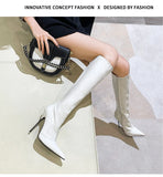 Knee-High Modern Boots Pointy Toe Women Shoes 13cm Ultra Thin Steel High Heels Metal Heel Calf Boots for Women Fun Shoes Size 46