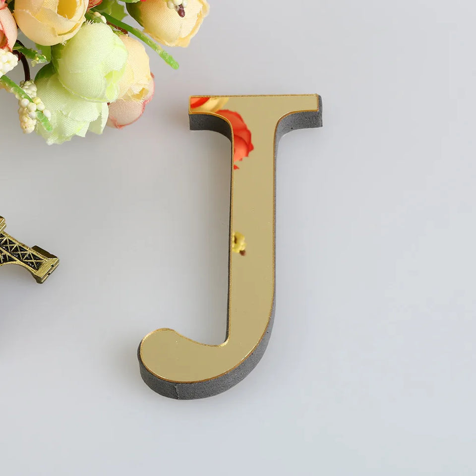 10CM 26 English Letters Wall Sticker 3D Mirror Acrylic Gold Wall Sticker Decals Self-Adhesive Home Party Decor Wall Art Mural