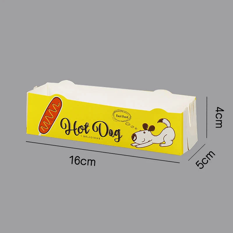 100pcs/lot Hot Dog Packaging Box Sausage Snack Food Boat Boxes Disposable Party Food Serving Tray Catering Takeaway Paper Box