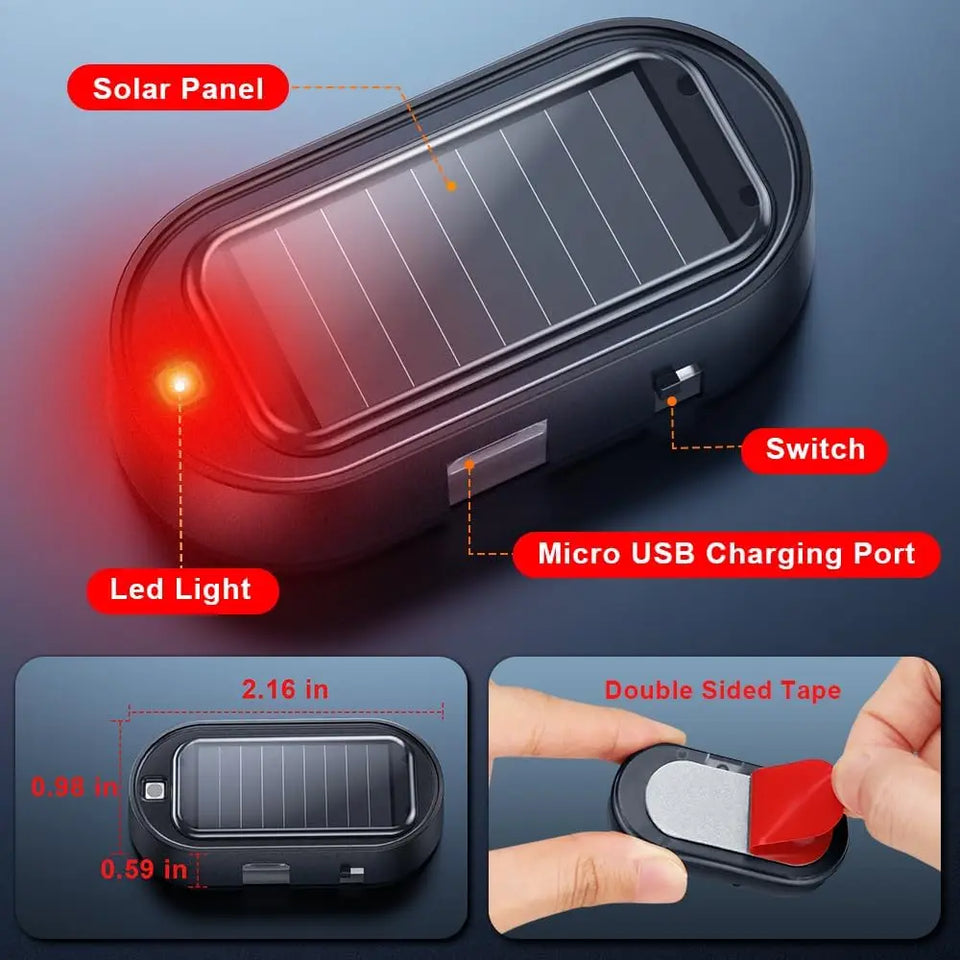 1pcs Car Fake Security Light Solar Powered Simulated Dummy Alarm Wireless Warning Anti-Theft Caution Lamp LED Flash Imitation