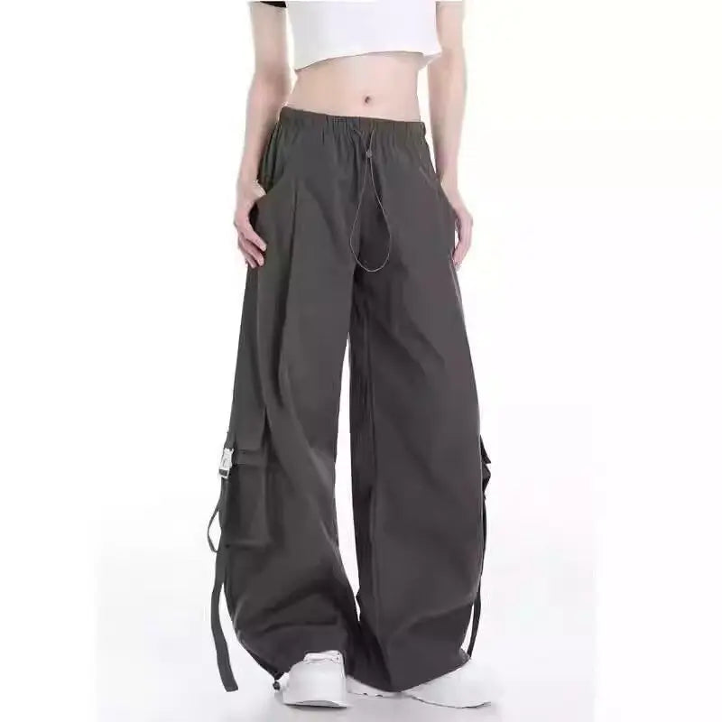 2026 Girl Spring Autumn New Casual Tracksuit Matching Set Korean Elegant Fake Two-piece Hooded Sweatshirt+Loose Cargo Pants Suit