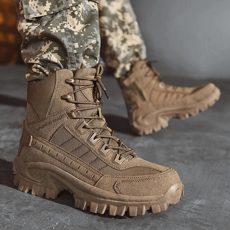 2024 New Winter Work boots Men's Desert Tactical Boots Outdoor Hiking Shoes Men's Leather Desert Combat Ankle Boots Plus Size