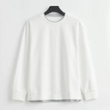 Men's Long Sleeve Casual Hoodie Loose Fit Round Neck White Top For Spring Autumn Versatile Sweatshirt Trendy Brand Men's Wear