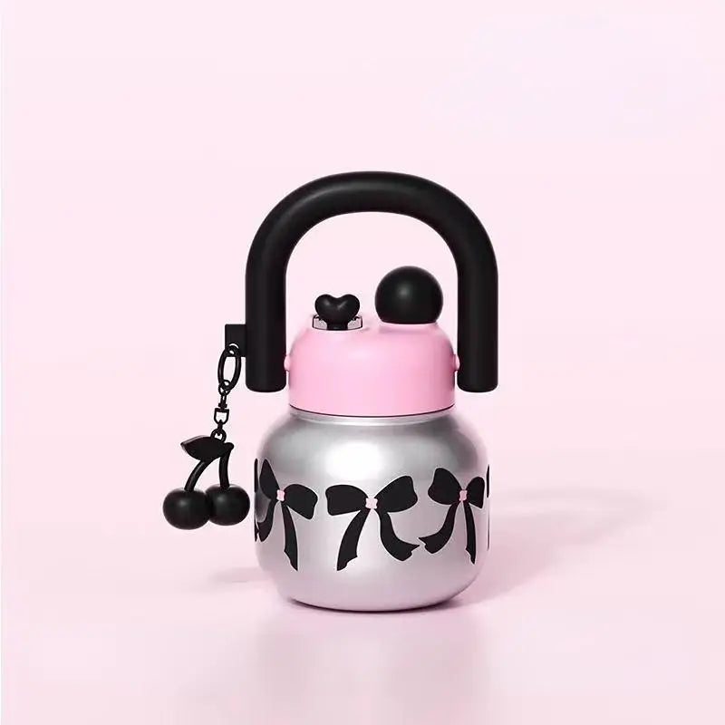 Cute Cherry Water Bottle with Straw, Portable Large Capacity Travel Mug, Ideal Coffee Cup for On-The-Go Hydration