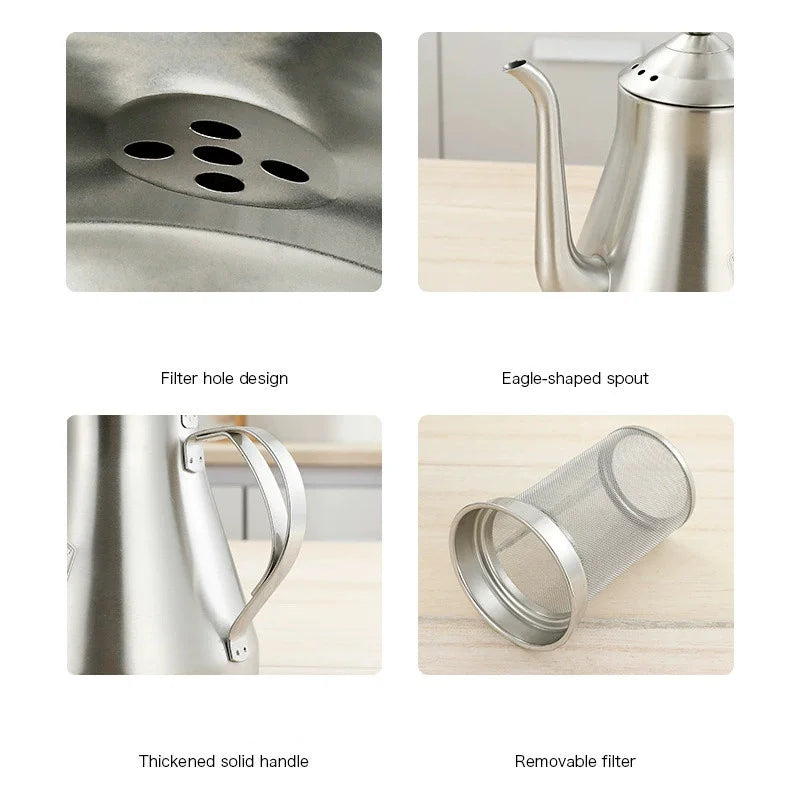 1.5L Tea Kettle 304 Stainless Steel Teapot,With Removable Infuser for Loose Flower Tea Coffee Kettle for Induction Cooker Safe