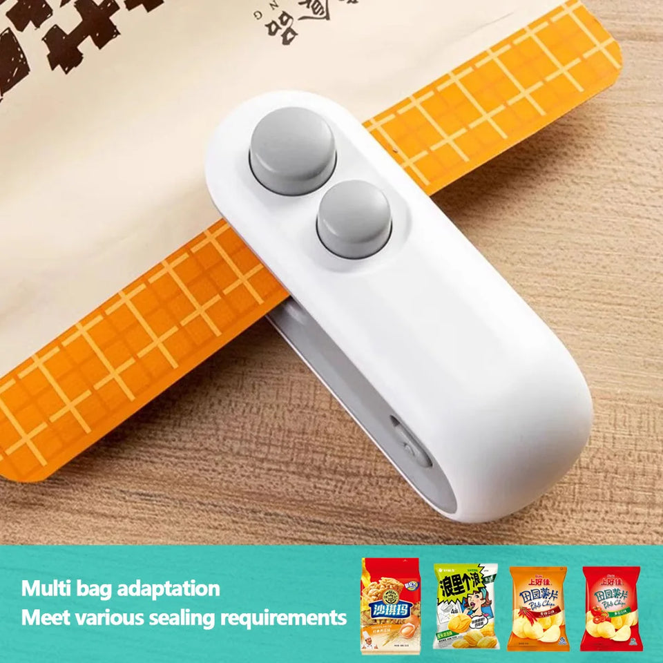 2 In 1 Sealer Cutter Mini Bag Sealer Handheld Heat Vacuum Sealer Portable Resealer Machine for Food Storage Snacks Freshness