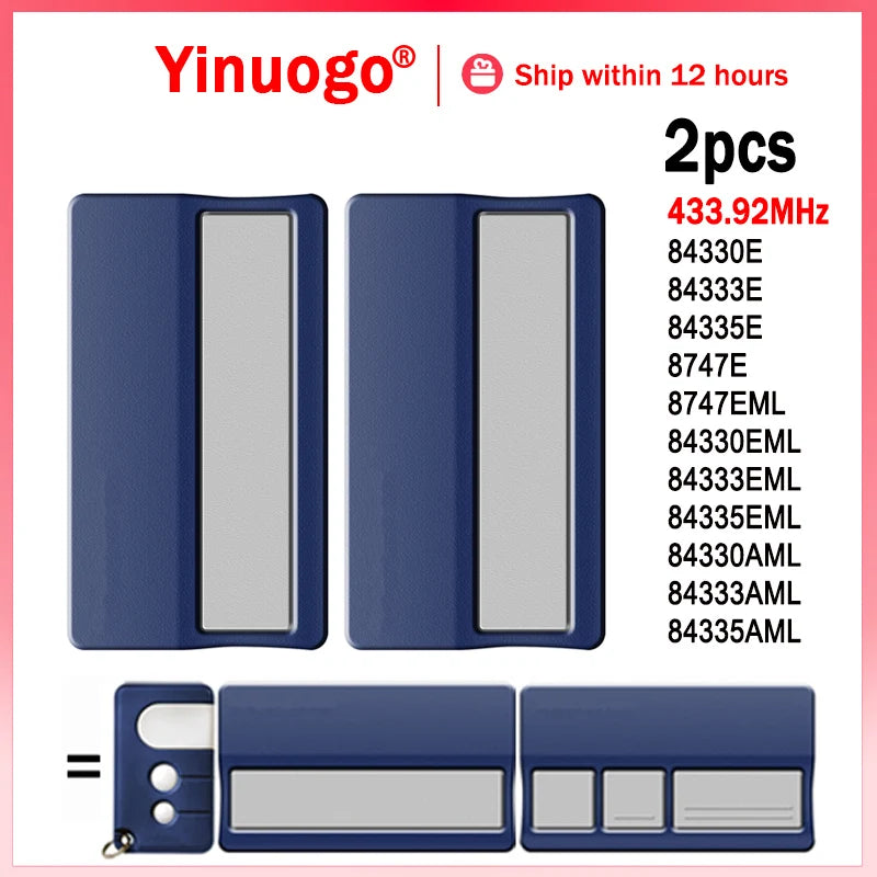 2pcs For MotorLift 84330E 84333E 84335E 84330EML 84333EML 84335EML Garage Remote Control 433.92MHz Rolling Code