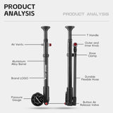 WEST BIKING 400PSI Bicycle Air Pump High Pressure MTB Bicycle Pump Front Fork Rear Suspension Pressure Gauge Schrader Valve