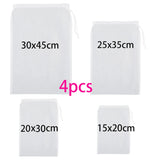 4 Pcs Nylon Nut Milk  Bag 100 Mesh Cheese Cloth Reusable Food Strainer Cold Brew Filter for Straining Juice Coffee Yogurt Tea