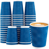 12OZ Coffee Cups Disposable Paper Coffee Cups Insulated Corrugated Kraft Ripple Wall Cup for Hot Beverage or Tea Drink Hot Water