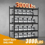 72''H × 40''W Garage Shelving, Metal Shelving Unit and Storage, 2500lb Standing Shelves,Heavy Duty Shelving with, Customized
