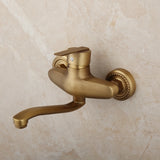 KEMAIDI Antique Brass Bathtub Basin Sink Mixer Tap Single Handle Wall Mounted 360 Rotated Bathroom Basin Sink Mixer Faucet