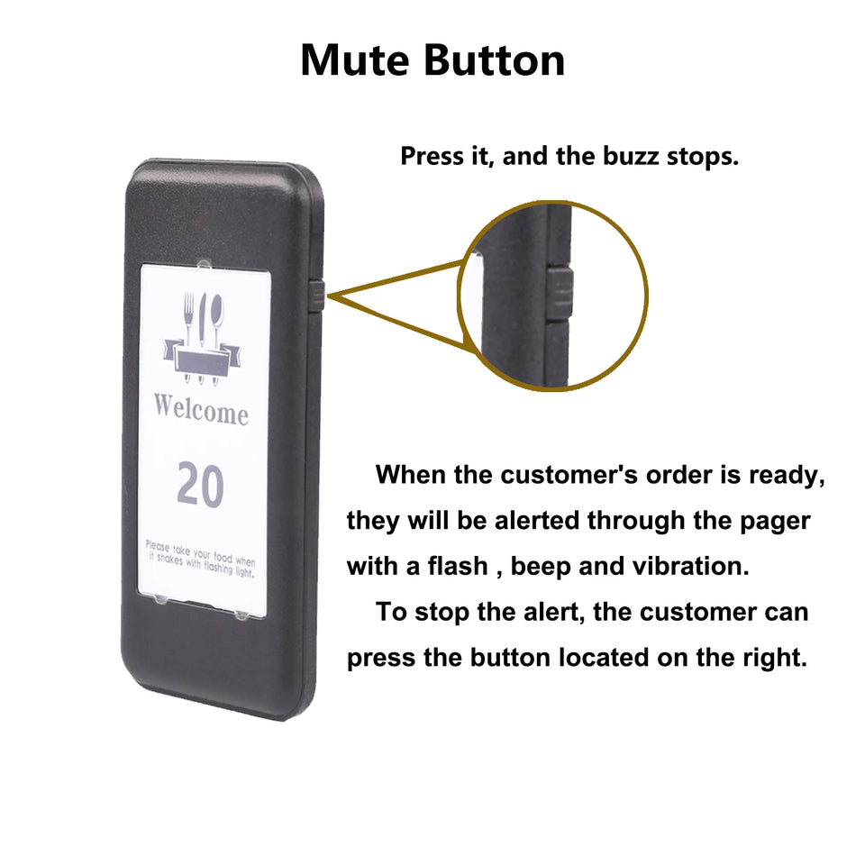 Wireless Restaurant Pager System Touch Panel Wireless Calling System Food Pager Guest Paging System for Coffee Shop Bar