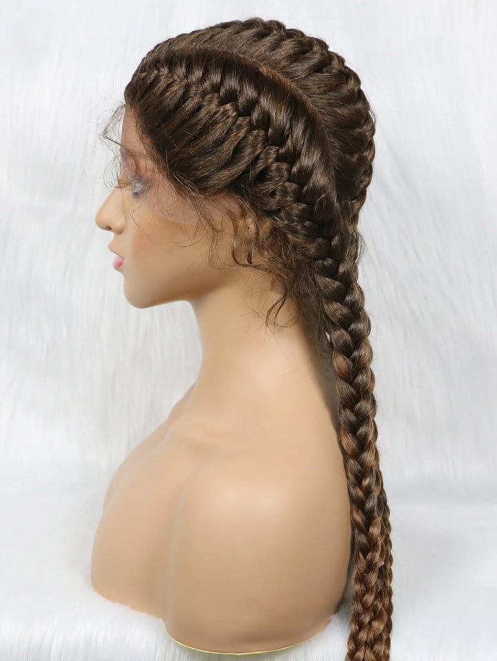 KIMA New Arrival 26 Inches Braided Wigs Synthetic Lace Front Hair Wig With Baby Hair for Black Women