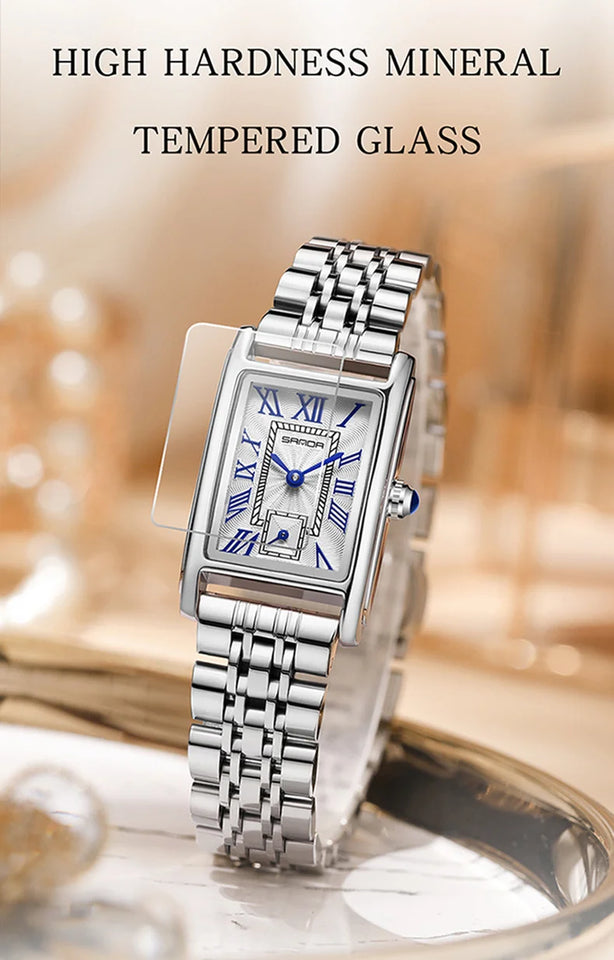 Sanda 1116 New Fashion Elegant Women's Analog Quartz Watch, Rectangle Dial, Water Resistant Business Wristwatch
