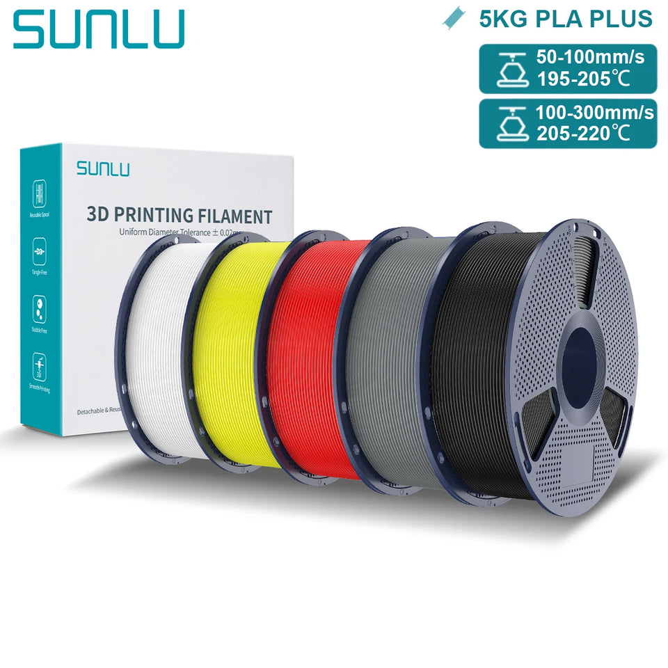 SUNLU Pla Plus 3D Filament 1.75mm Good Toughness Multicolor Neatly Wound PLA+ Filaments for FDM 3D Printing Materials 5KG