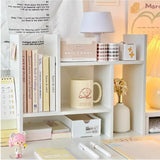 Ins Kawaii Desktop Storage Rack Bookshelf DIY Desk Holder Office Desk Organizer Student Combination Cabinet Storage Display Rack