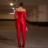 Three Sisters New Arrivals Autumn Winter Fashion Casual Home Solid Color Long Sleeve V-neck Ladies Two Piece Sets Pantsuits
