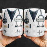 3D Stethoscope & Heartbeat Pattern - Personalized Doctor Name Gift for Medical Professionals,hospital office coffee mug