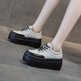 Fujin 8cm New Sewing Genuine Leather Platform Wedge Ankle Boots Chunky Sneakers Women Comfy Spring Autumn Supportive Pumps Shoes