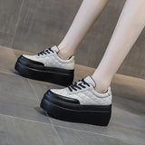 Fujin 8cm New Sewing Genuine Leather Platform Wedge Ankle Boots Chunky Sneakers Women Comfy Spring Autumn Supportive Pumps Shoes
