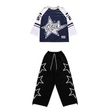 Girls Hip Hop Star Sweatshirt Vest Joggers Pants Boys Cool Streetwear Clothes Set Kids Children Jazz Street Dance K-pop Costumes