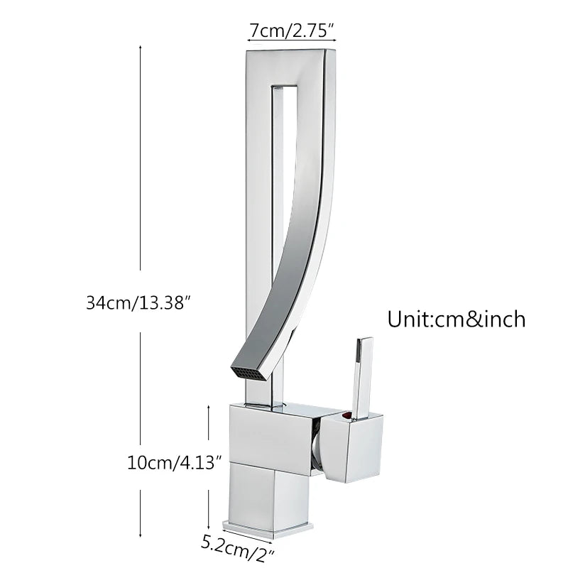 Bathroom Basin Faucet Brass Deck Mounted Mixer Taps Single Handle Single Hole Hot Cold Water Mixers Tap