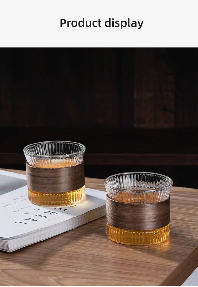 Glass Coffee Mug Japanese Style  Walnut Cup SleeveTransparent Kawaii Cup Coffeeware Beautiful Tea Mugs Beer Mug Cute Mug