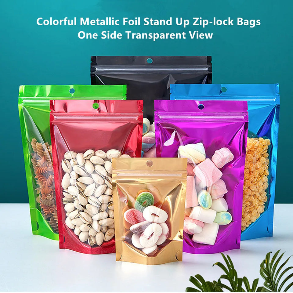 100pcs Silver Dumb Aluminum Foil Bags Heat Seal - Top Open Mylar Foil Bag Matte Surface Plastic Food Package Spices/Sauce Pouch