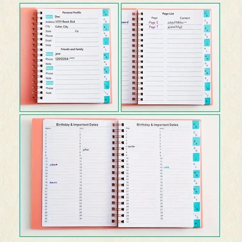 MINI Size Notebook Telephone Address & Birthday Book With Alphabetic Tabs Notepad Notebooks Writing Pads Office School Supplies