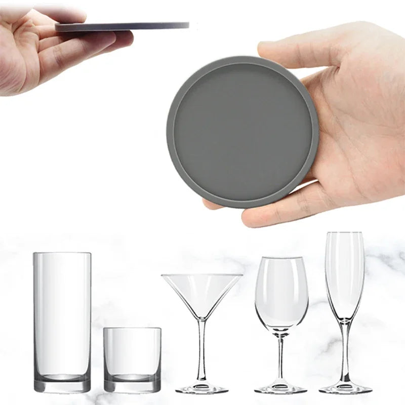 6Pcs 10cm Silicone Coasters Round Heat Resistant Rubber Tea Cup Mat Drink Coffee Mug Glass Beverage Holder Pad Decor Table Mat