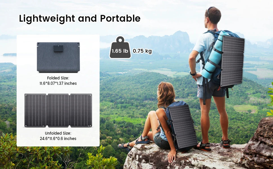 21W Portable Solar Panel, Foldable Solar Panel Charger 6V/3A Camping Hiking Backpacking Ultra-Fast Solar Phone Charger Dual USB