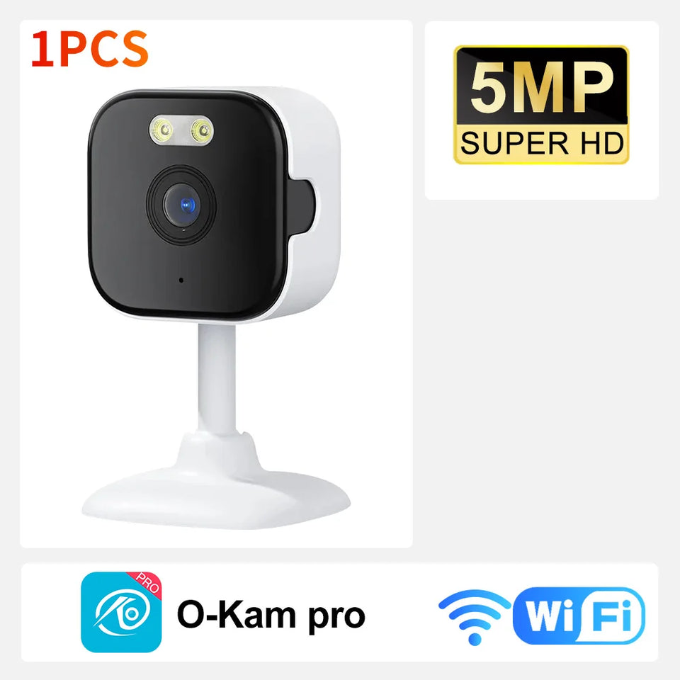 5MP HD Wifi Security Camera Mini Indoor Home Surveillance Camera Night Vision Two Ways Audio Human Detection O-KAM APP 5G IP CAM