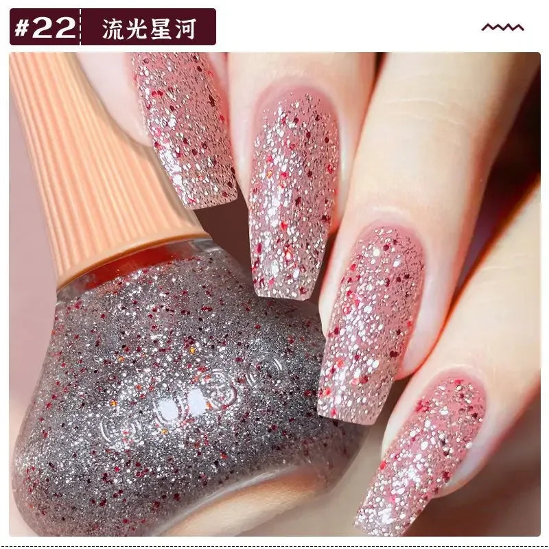 New Oily Gel Nail Polish Glitter Sparking Autumn Winter Milk Coffee Color Varnish No Bake Quick Dry Nail Art Salon Nail Polish
