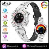 LIGE New 1.19inch AMOLED Fashion Ladies Smart Watch Bluetooth Call Sports Bracelet Women’s Health Waterproof Diamond Smartwatch