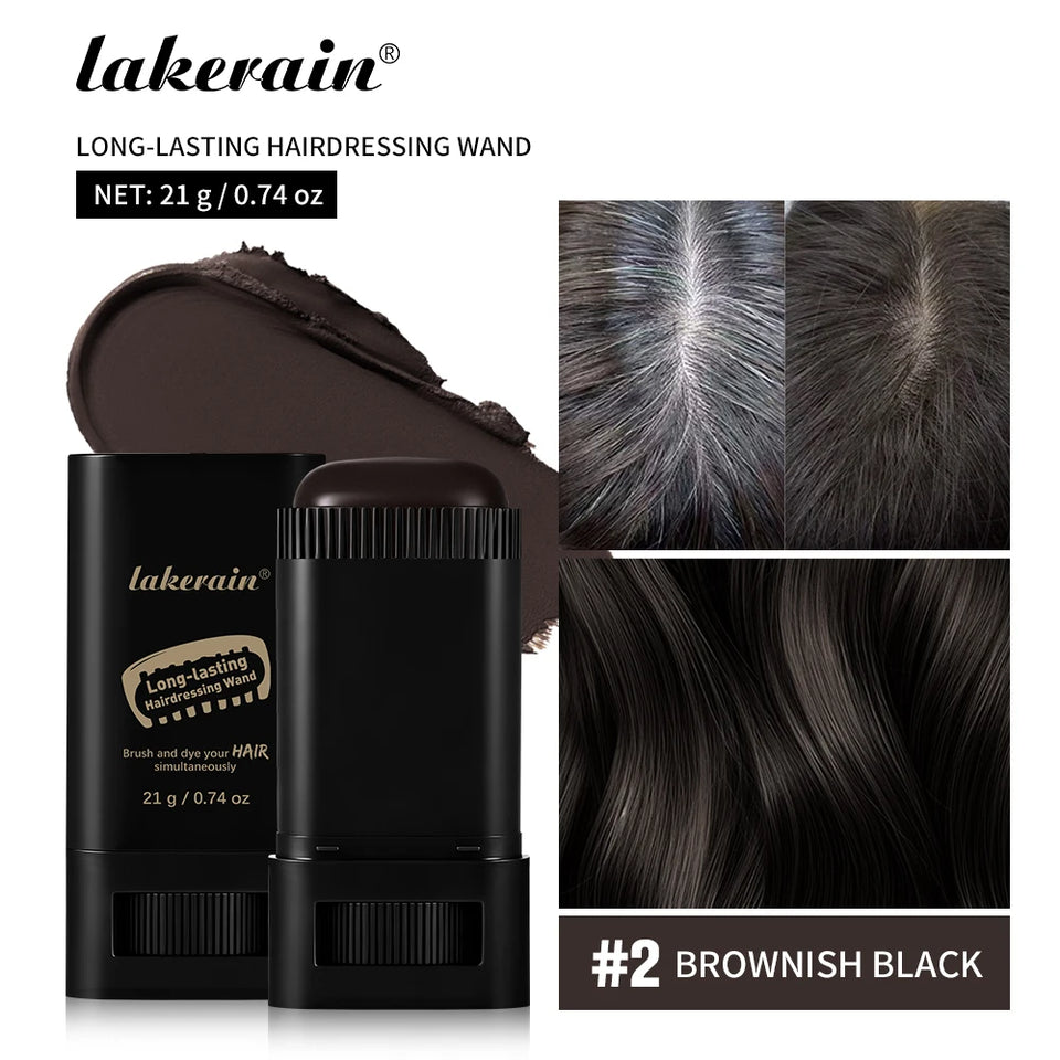 2in1 Hair Dye Stick with Comb Black Brown Coffee Long Lasting Temporary Hair Coloring Covered White Hairs Hairline Pen Washable